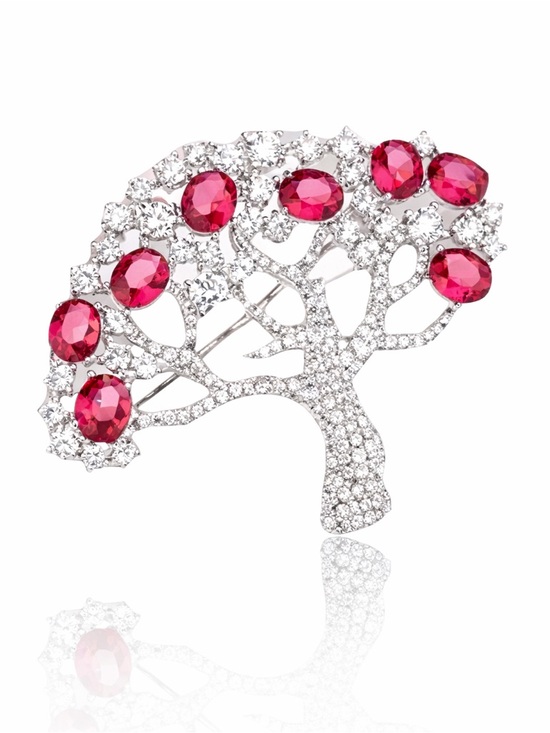 Jewelry - Swarovski Crystals The Tralia Blue & Red Tree Brooch